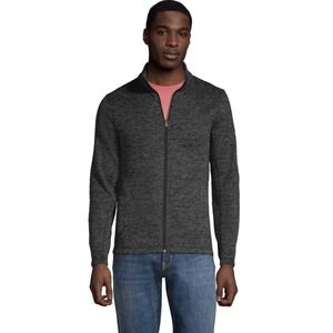 Lands End Fleece Jacket Men's Charcoal Gray Fleece Zip Up Pockets Outerwear Sz M